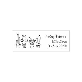 Desert Cactus Return Address Self Inking Stamp Zelfinktende Stempel