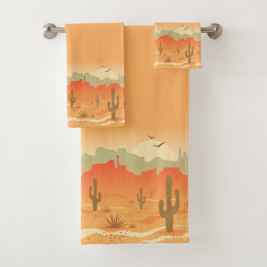 Desert Cactus Southwest Design Towel Set Bad Handdoek (Insitu)