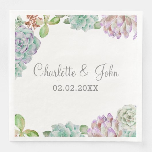 Desert Cactus Succulent Bruiloft Servetten (Voorkant)