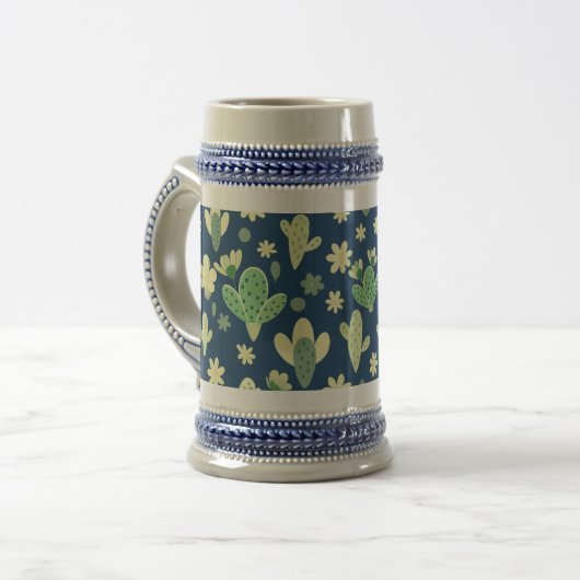 Desert Cactus & Succulent Pattern Bierpul (Voorkant links)