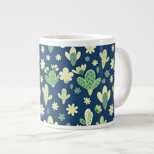 Desert Cactus & Succulent Pattern Extra Grote Beker (Voorkant rechts)