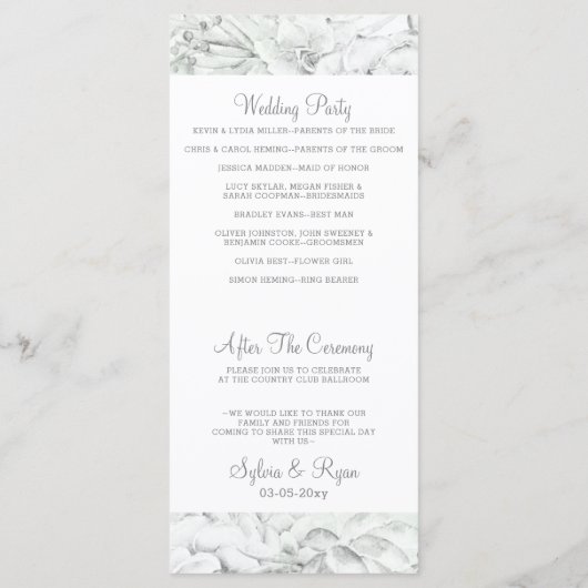 Desert Cactus Succulents Programmes de mariage (Dos)