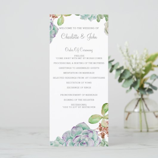 Desert Cactus Succulents Programmes de mariage (Debout devant)