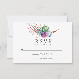 Desert Cactus Succulents Wedding RSVP Kaartje