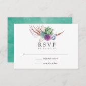 Desert Cactus Succulents Wedding RSVP Kaartje (Voorkant / Achterkant)