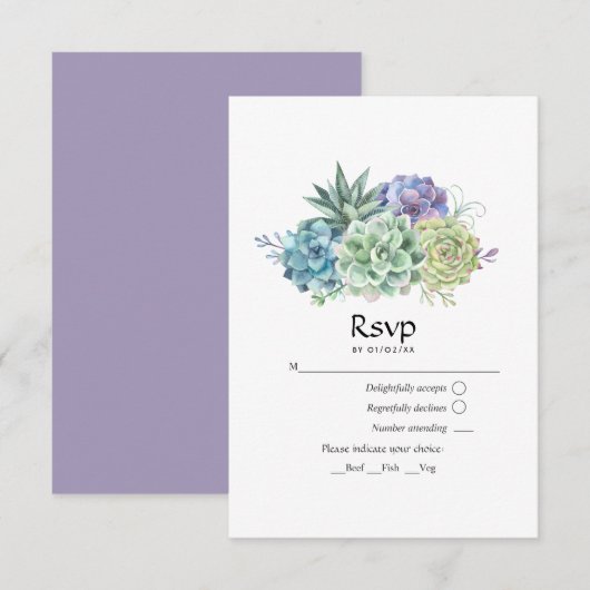 Desert Cactus Succulents Wedding RSVP Kaartje (Voorkant / Achterkant)