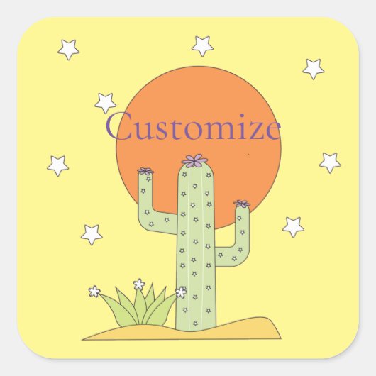 Desert Cactus Sun Thunder_Cove Vierkante Sticker (Voorkant)