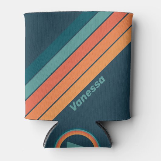 Desert Cactus Sunrise Stripes met naam Blikjeskoeler (Voorkant)