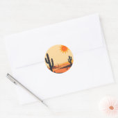 Desert Cactus Sunset Silhouette  Ronde Sticker (Envelop)