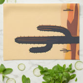 Desert Cactus Sunset Silhouette  Theedoek (Gevouwen)