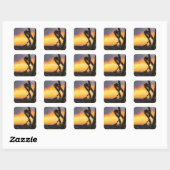 Desert Cactus Sunset Vierkante Sticker (Vel)