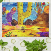 Desert Cactus Uil in een Kerst Pet Keuken Handdoek (Gevouwen)