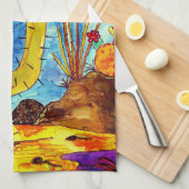 Desert Cactus Uil in een Kerst Pet Keuken Handdoek (Quarter Fold)