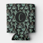 Desert Cactus Waterverf CUSTOM Initialen Black Blikjeskoeler (Achterkant)