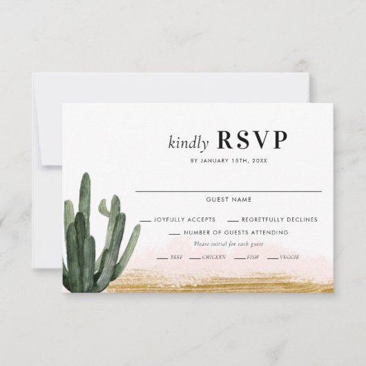 Desert Cactus Wedding RSVP Kaart (Voorkant)