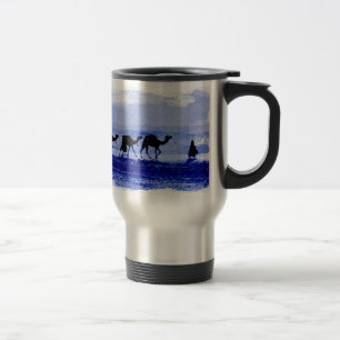 Desert Camel Caravan Blue Aluminium Travel Mug Reisbeker