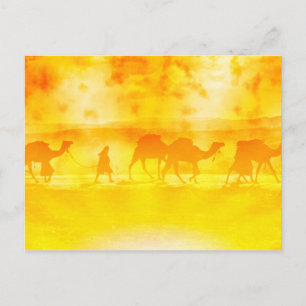 Desert Camel Caravan Sunburst Briefkaart