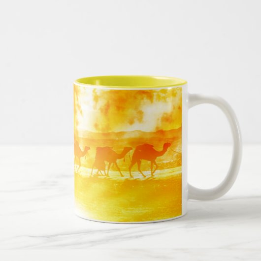 Desert Camel Caravan Sunburst Ceramic Mok (Rechts)