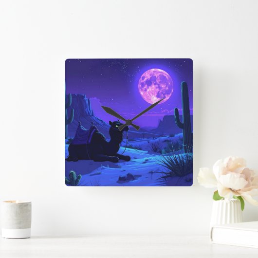 Desert Camel Mousepad Vierkante Klok (Huis)