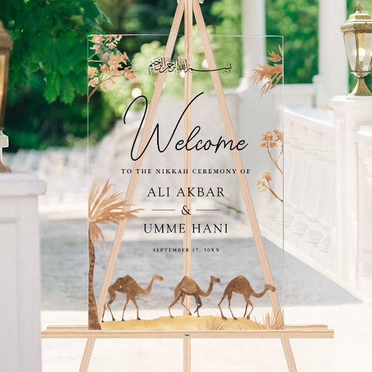 Desert Camel Muslim Wedding Welcome Acryl Bord