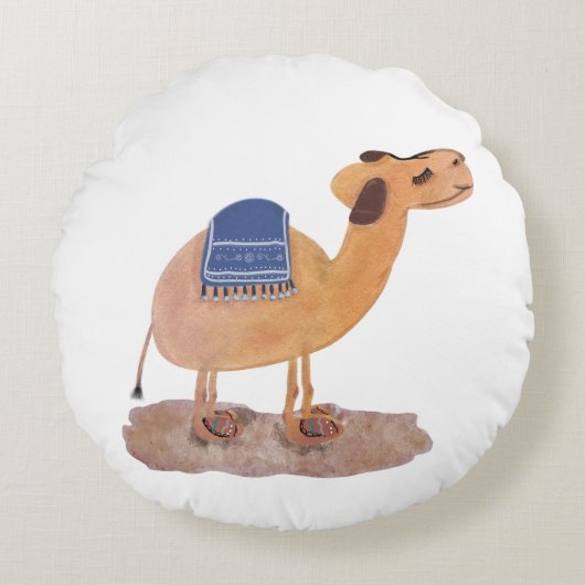 Desert Camel Rond Kussen (Voorkant)