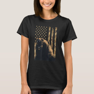 Desert Camo Grizzly Beer Grunge American Flag Tact T-shirt