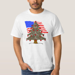 Desert Camo Kerstboom met Amerikaanse vlag T-shirt