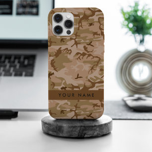 Desert Camouflage Patroon, uw naam, personaliseren iPhone 15 Pro Max Hoesje