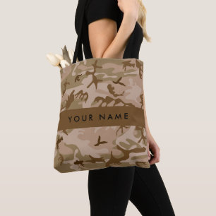 Desert Camouflage Patroon, uw naam, personaliseren Draagtas