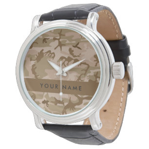 Desert Camouflage Patroon, uw naam, personaliseren Horloge