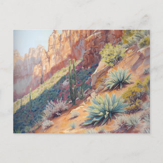Desert Canyon Landschap met Cactus en Agave Briefkaart