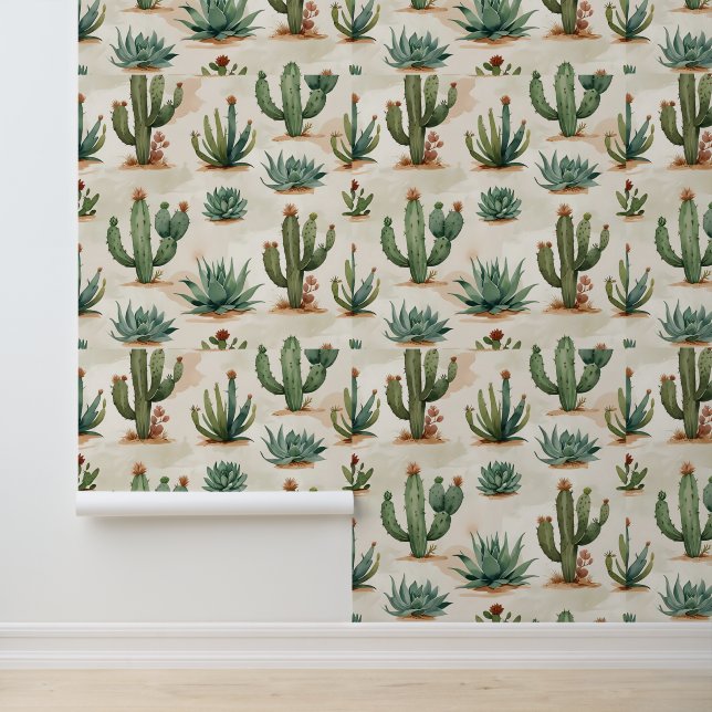 Desert Chic Cactus & Succulent Peel & Stick Behang (Applicatie)