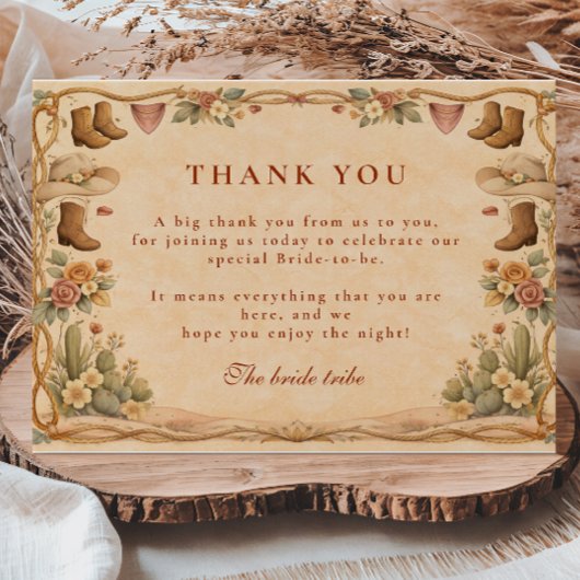 Desert Cowgirl Bridal Shower Bedankkaart