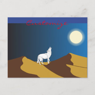 Desert Coyote Howling Full Moon Thunder_Cove Briefkaart