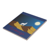 Desert Coyote Howling Full Moon Thunder_Cove Tegeltje (Zijkant)