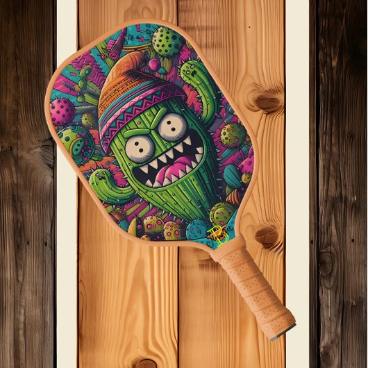 Desert Dandy: Een levendige cactus met een stijlvo Pickleball Paddle