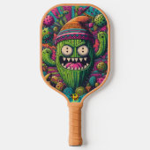 Desert Dandy: Een levendige cactus met een stijlvo Pickleball Paddle (Voorkant)