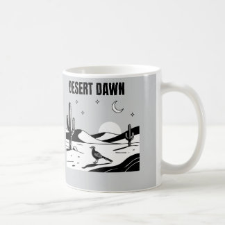 Desert Dawn Black and White Roadrunner Sketch Art Koffiemok