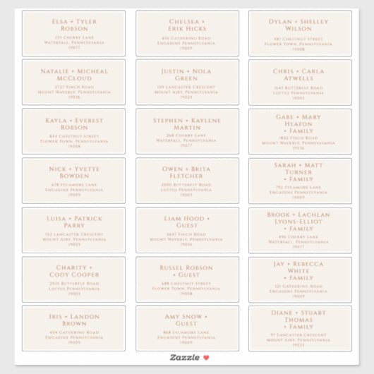 Désert de Boho | Mariage beige Étiquette de adress (Feuille)