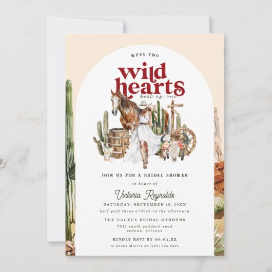 Désert de Boho Ouest | Invitation de douche nuptia (Devant)