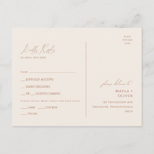 Désert de Whimsical | Carte postale Rust Menu Choi (Dos)