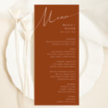 Désert de Whimsical | Menu Dîner Mariage en terre<br><div class="desc">Ce désert fantaisiste | teracotta menu de dîner mariage est parfait pour votre mariage rustique occidental beige et terre cuite simple. La palette de couleurs de saumons neutres est vintage au sud-ouest avec une touche rétro moderne. Le script est une délicate calligraphie minimaliste manuscrite qui est assez élégant et romantique....</div>
