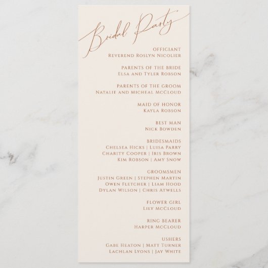 Désert de Whimsical | Programme de mariage en terr (Dos)