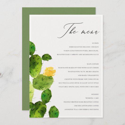 DÉSERT D'EAU VERTE MENU DE FLEURS CACTUS (Devant / Derrière)