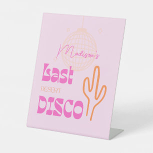 Desert Disco Bachelorette Party Pink & Oranje Reclamebord Met Voetstuk