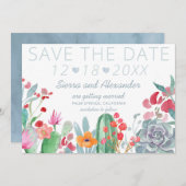 Desert Dream | Boho Cactus Wildflower Wedding Save The Date (Voorkant / Achterkant)