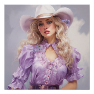 Desert Dusk: Cowgirl kunst aan de muur Perfect Poster