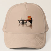 "Desert Echoes – Trumpet Sunset Surrealism" Trucker Pet (Voorkant)