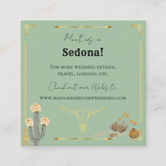 Desert Flowers Western Wedding Enclosure Card Informatiekaartje (Voorkant)