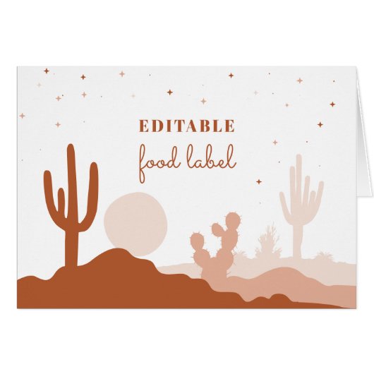 Desert Food Label Card (Voorkant Horizontaal)